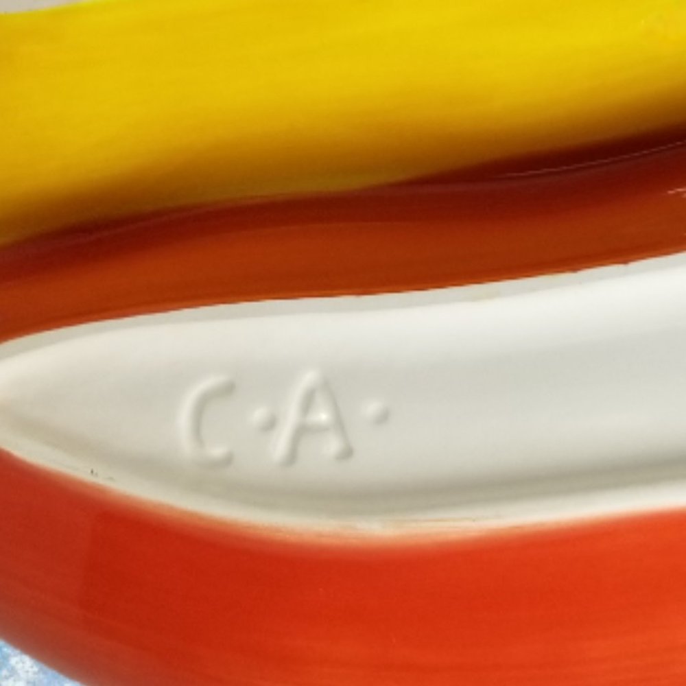 Clay Art Salsa Dip Bowl Red/Yellow Double Chili Pepper Caliente Collection Dish - Picture 5 of 5